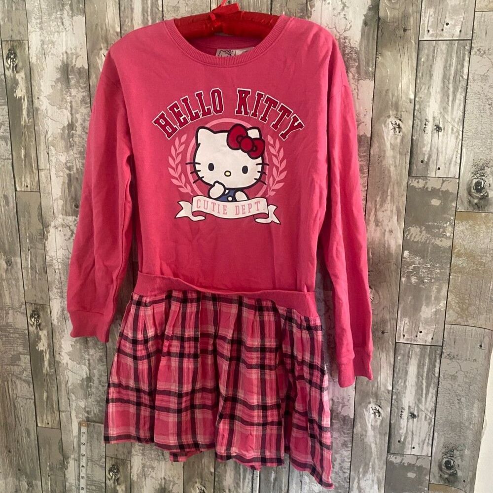 Hello Kitty Fleece Flannel Dress Plaid 10-12